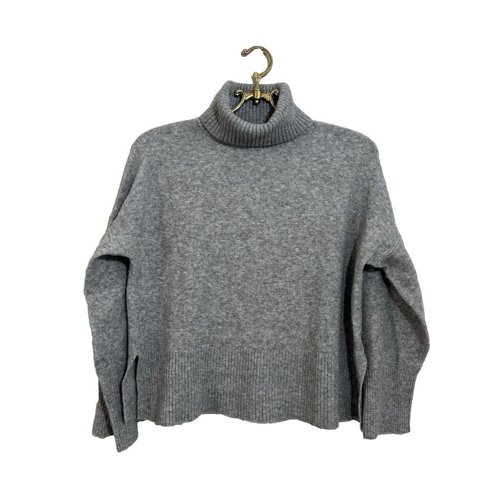 J Crew Mock Neck Sweater S Gray Wool/Alpaca Blend Soft READ